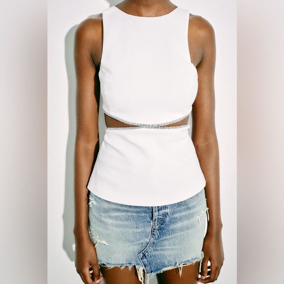 ZARA JEWEL CUT OUT TOP - Picture 7 of 12